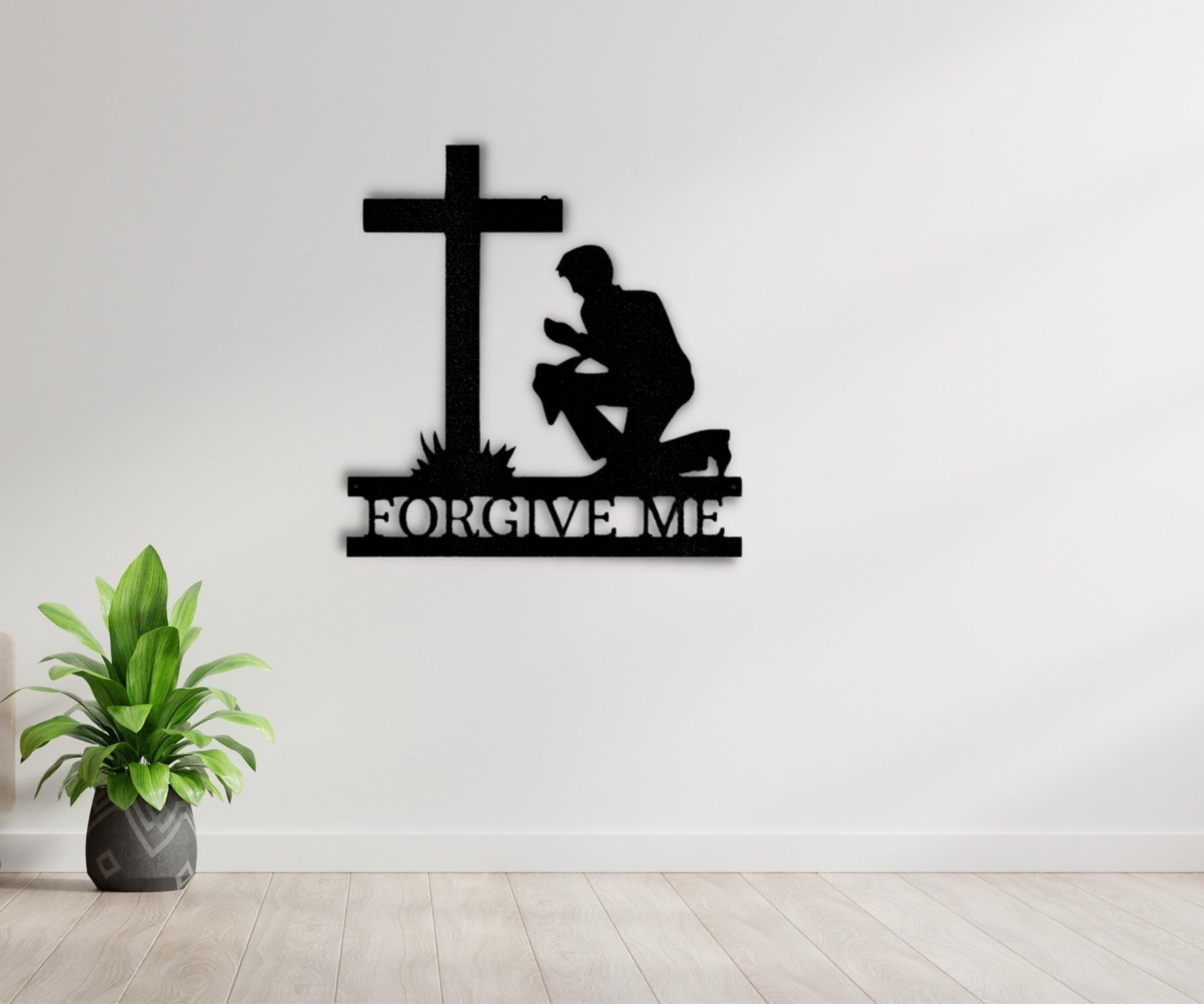 Kneeling Man Wall Sign - Custom Easter Cross Home Decor for Patriotic and Christian Themes - Stylinsoul
