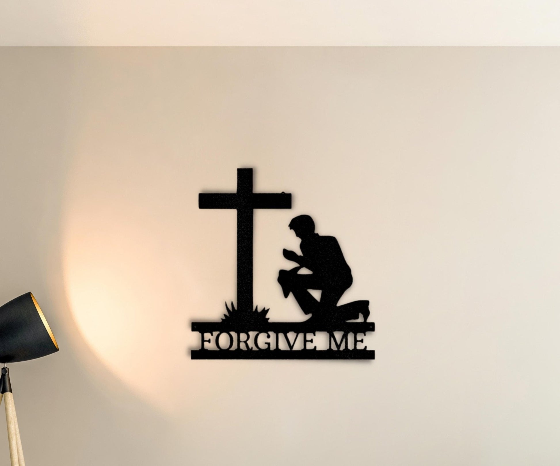Kneeling Man Wall Sign - Custom Easter Cross Home Decor for Patriotic and Christian Themes - Stylinsoul