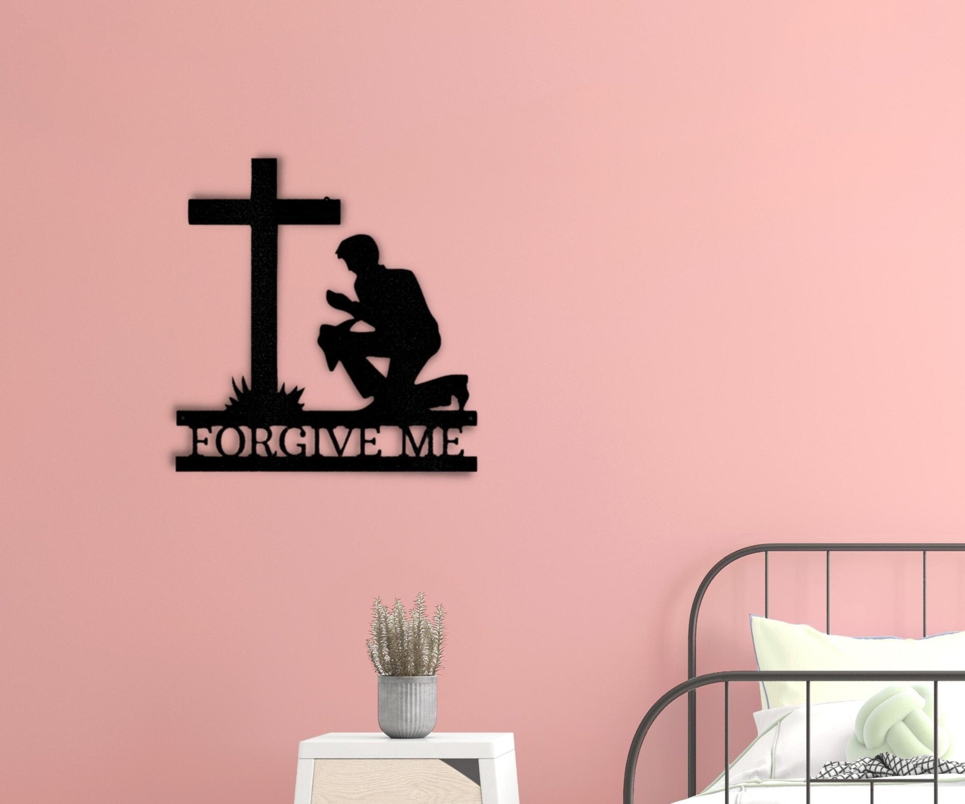 Kneeling Man Wall Sign - Custom Easter Cross Home Decor for Patriotic and Christian Themes - Stylinsoul