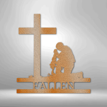 Kneeling Soldier Monogram Steel Sign - Personalized Metal Wall Art for Patriotic Decor - Stylinsoul