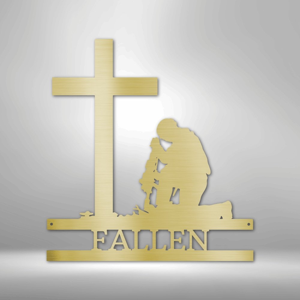 Kneeling Soldier Monogram Steel Sign - Personalized Metal Wall Art for Patriotic Decor - Stylinsoul