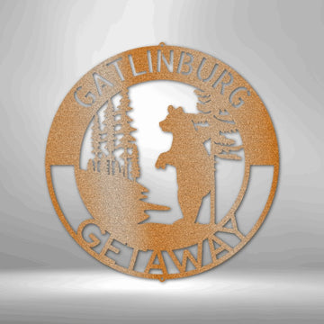 Lone Bear Monogram Steel Sign - Personalized Metal Wall Art for Wildlife Lovers - Stylinsoul