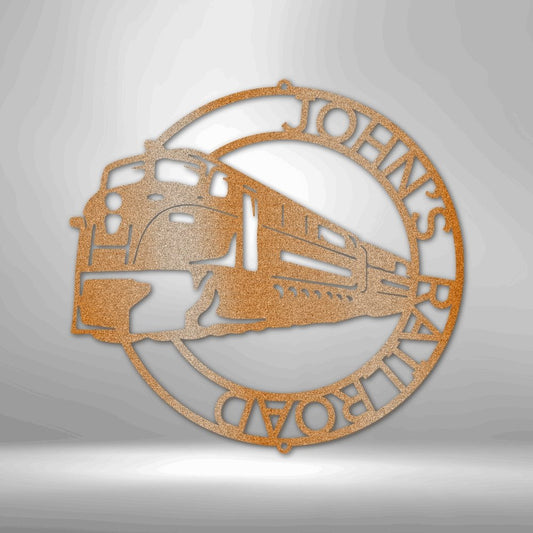 Modern Train Ring Monogram Steel Sign - Personalized Metal Wall Art for Train Enthusiasts - Stylinsoul