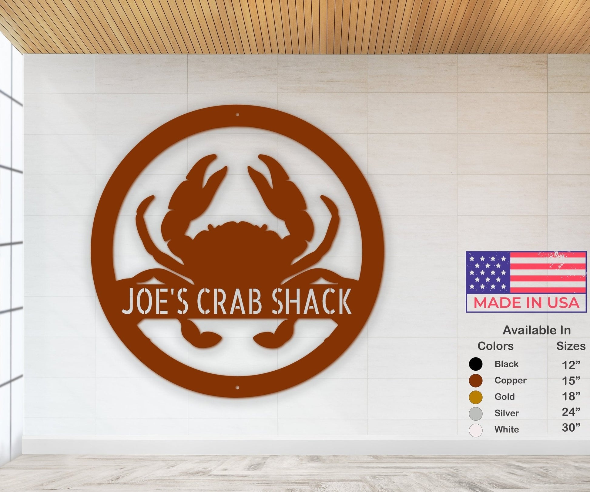 Monogrammed Crab Steel Sign - Metal Wall Art - Farmhouse Family Name Sign - Stylinsoul