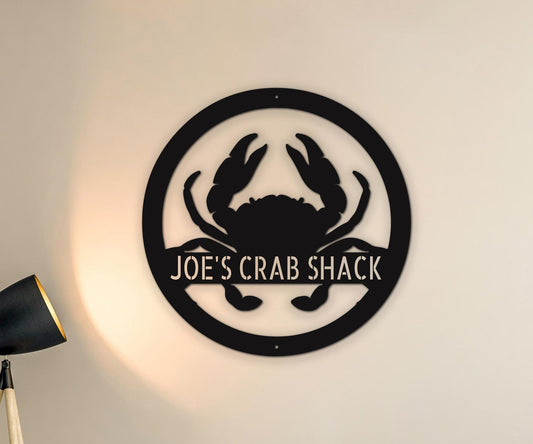 Monogrammed Crab Steel Sign - Metal Wall Art - Farmhouse Family Name Sign - Stylinsoul