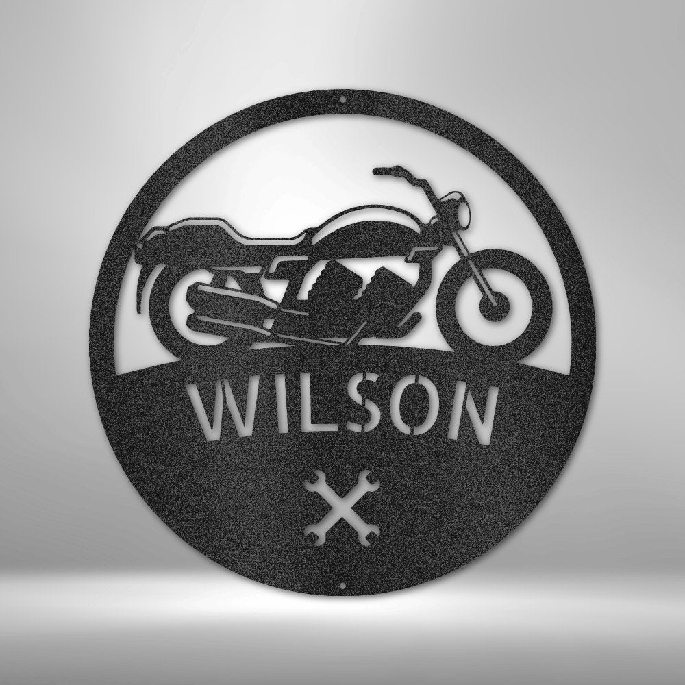 Motorcycle Master Monogram Steel Sign - Personalized Metal Wall Art for Motorcycle Enthusiasts - Stylinsoul