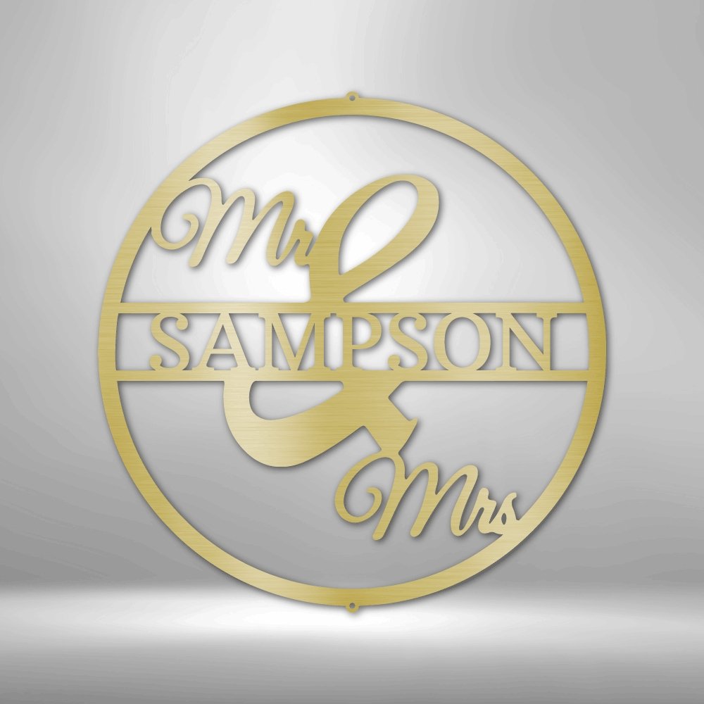 Mr and Mrs Circle Monogram Steel Sign - Personalized Metal Wall Art for Wedding Decor - Stylinsoul