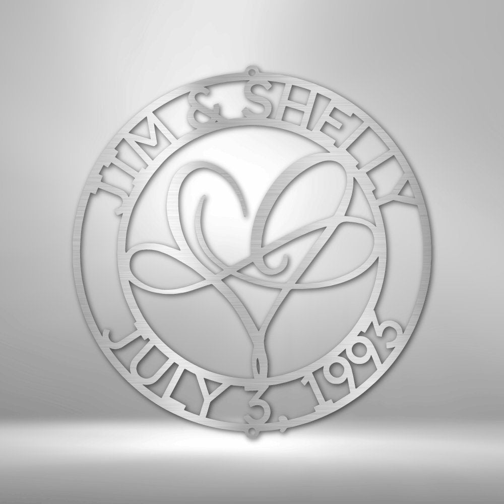 Mr and Mrs Infinite Love Monogram Steel Sign - Personalized Metal Wall Art for Newlyweds - Stylinsoul