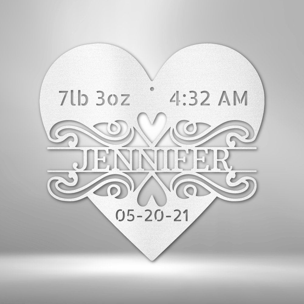 Newborn Love Monogram Steel Sign - Personalized Metal Wall Art for Baby Room Decor - Stylinsoul