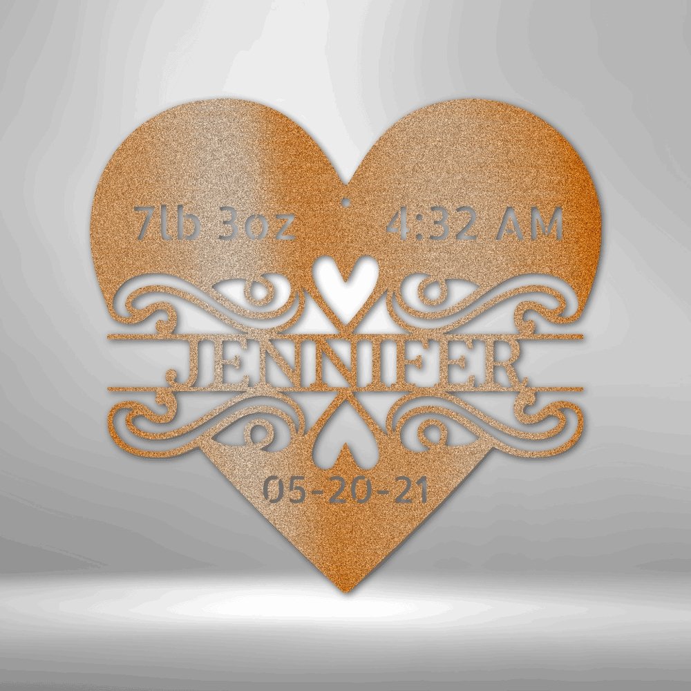 Newborn Love Monogram Steel Sign - Personalized Metal Wall Art for Baby Room Decor - Stylinsoul