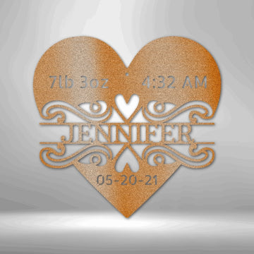 Newborn Love Monogram Steel Sign - Personalized Metal Wall Art for Baby Room Decor - Stylinsoul