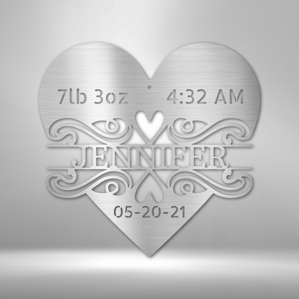 Newborn Love Monogram Steel Sign - Personalized Metal Wall Art for Baby Room Decor - Stylinsoul