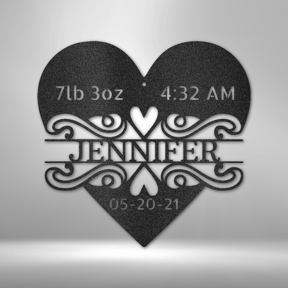 Newborn Love Monogram Steel Sign - Personalized Metal Wall Art for Baby Room Decor - Stylinsoul