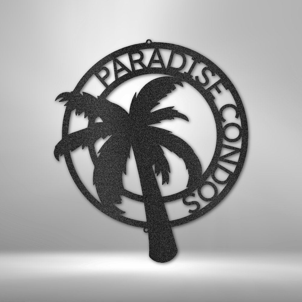Palm Tree Monogram Steel Sign - Personalized Metal Wall Art for Tropical Decor - Stylinsoul