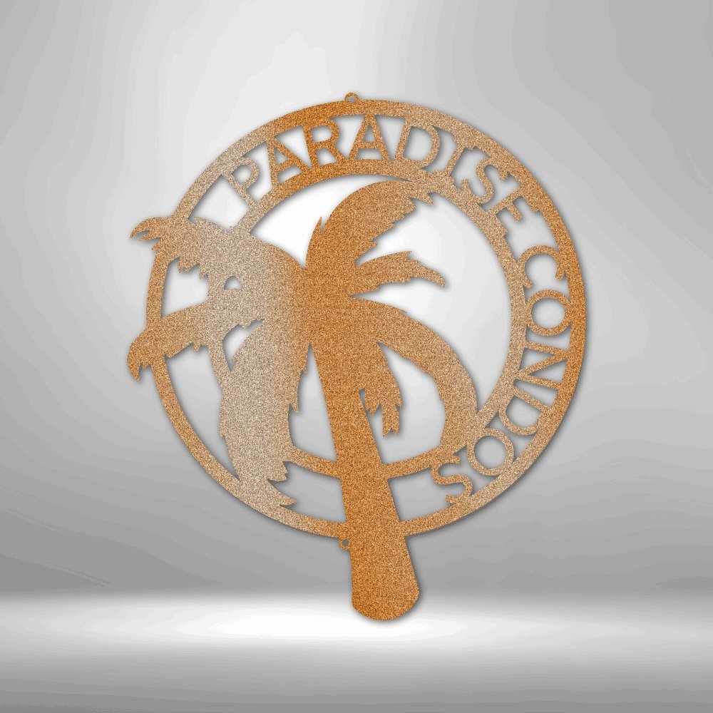 Palm Tree Monogram Steel Sign - Personalized Metal Wall Art for Tropical Decor - Stylinsoul