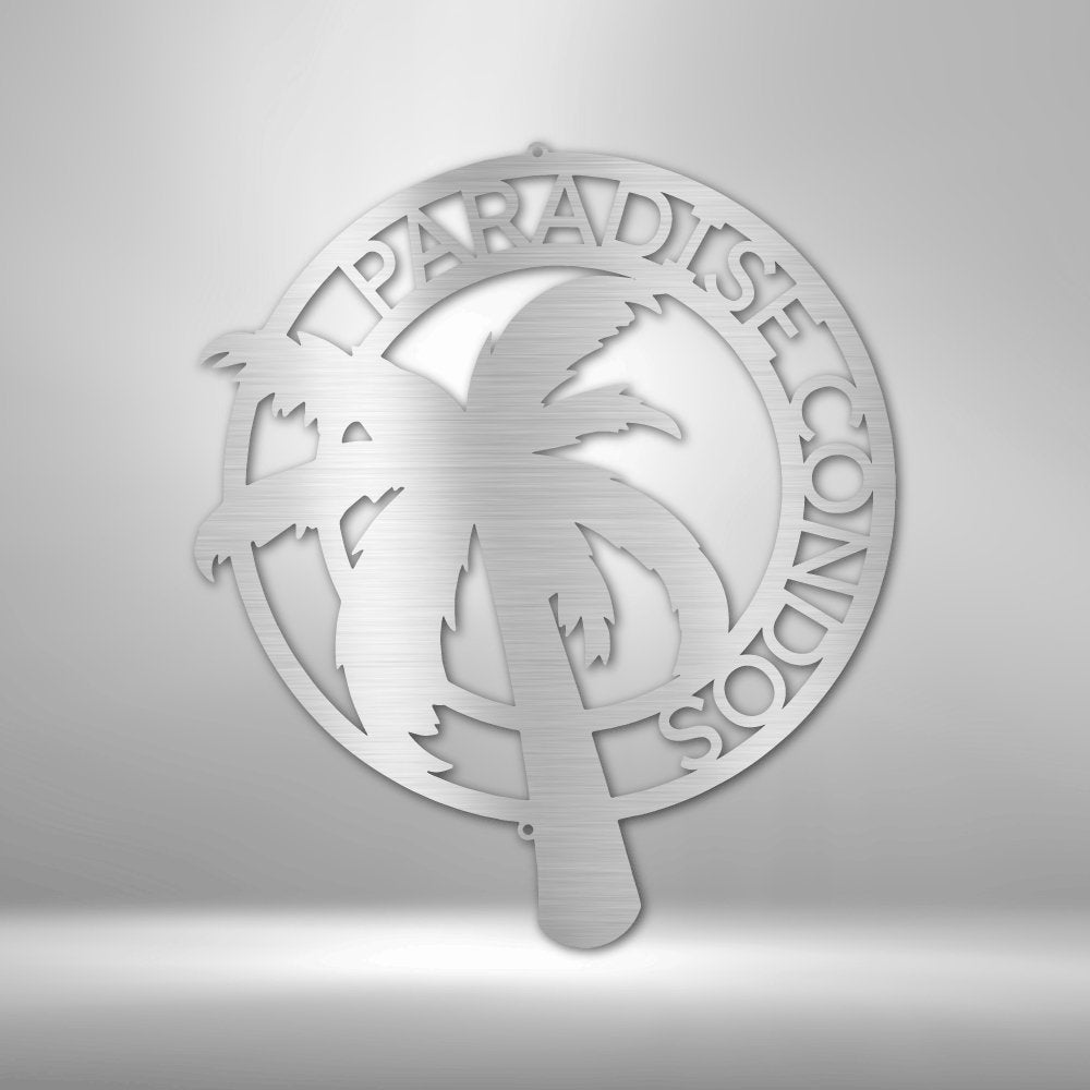 Palm Tree Monogram Steel Sign - Personalized Metal Wall Art for Tropical Decor - Stylinsoul