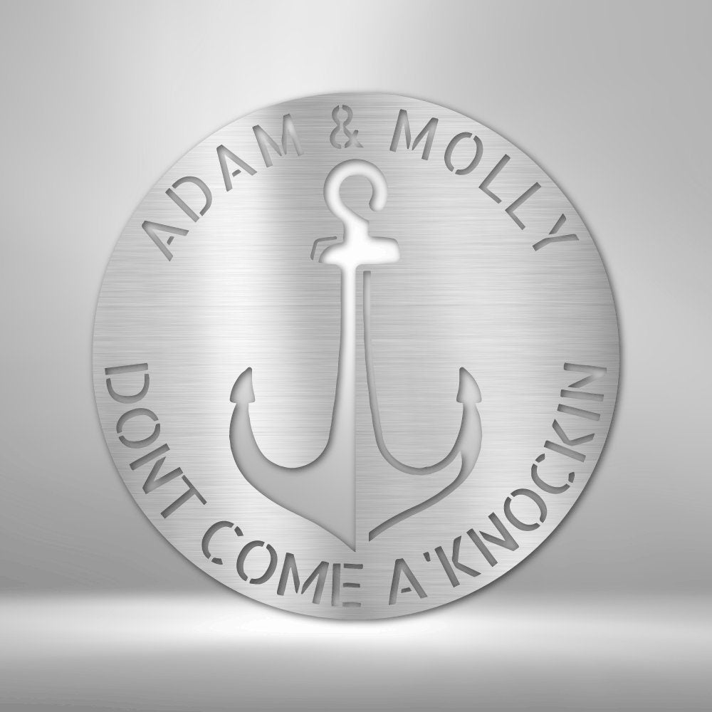 Personalized Anchor Plaque Porch Metal Welcome Sign - Nautical Metal Wall Art - Stylinsoul