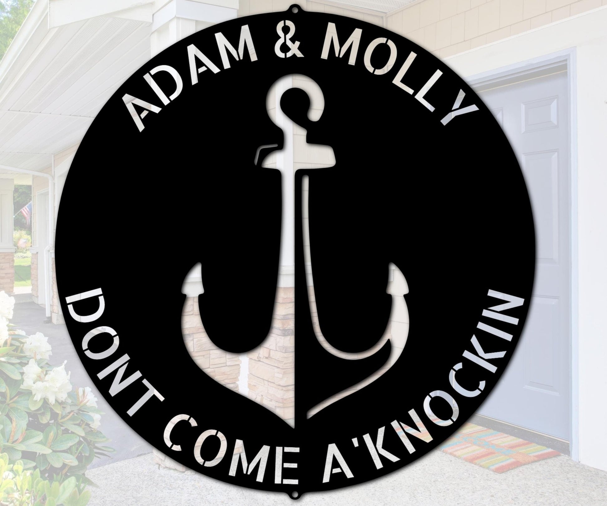 Personalized Anchor Plaque Porch Metal Welcome Sign - Nautical Metal Wall Art - Stylinsoul