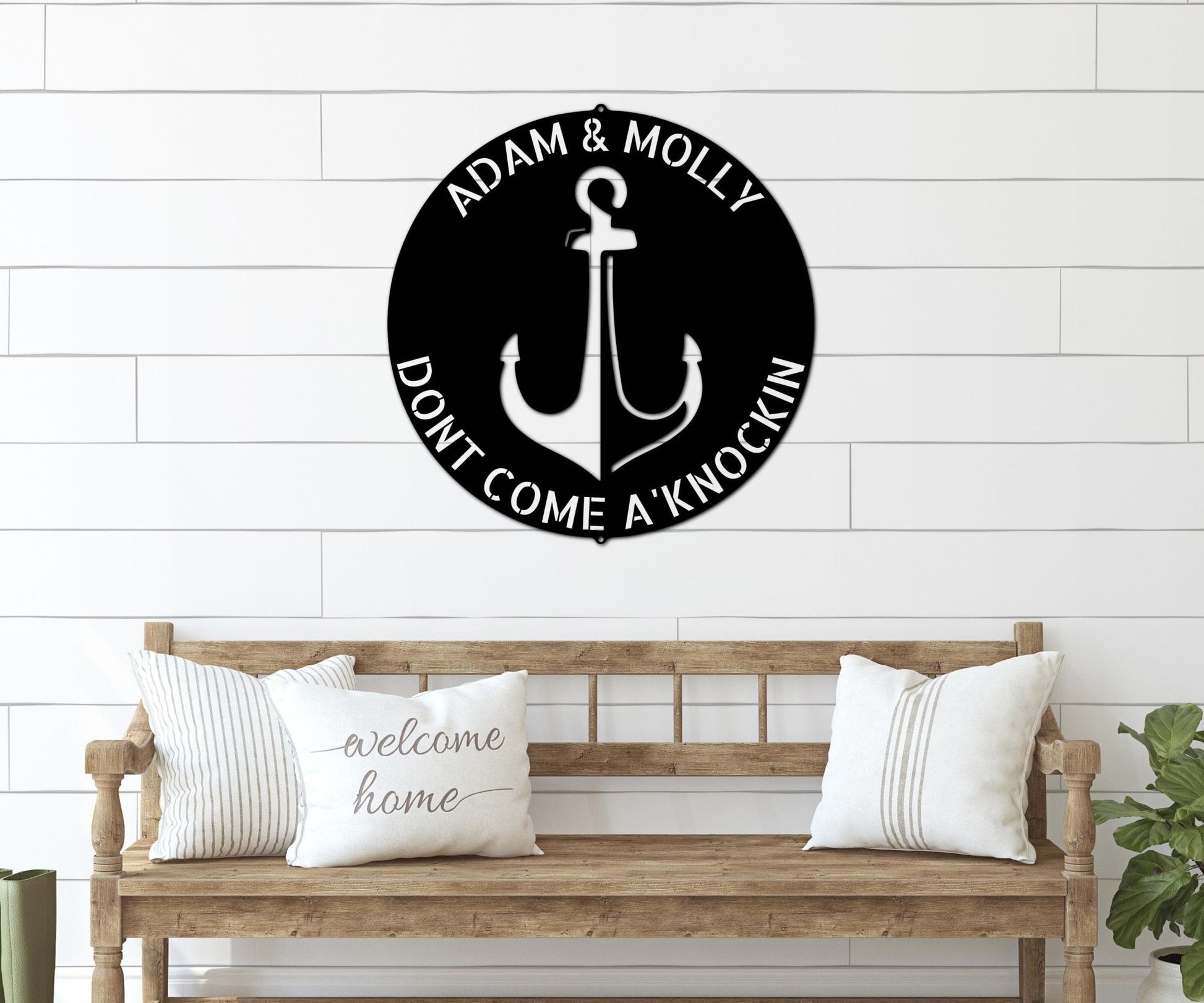 Personalized Anchor Plaque Porch Metal Welcome Sign - Nautical Metal Wall Art - Stylinsoul