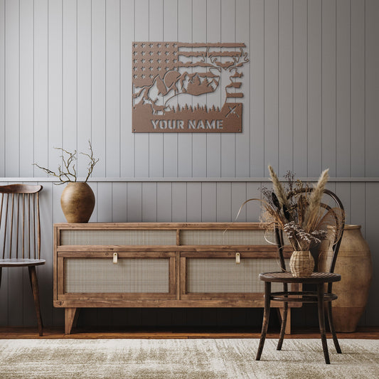 Personalized Deer Metal Cabin Sign Outdoor Hunter Hunting Head Antlers Customized Family Name Door Hanger Custom Last Name Monogram - Stylinsoul