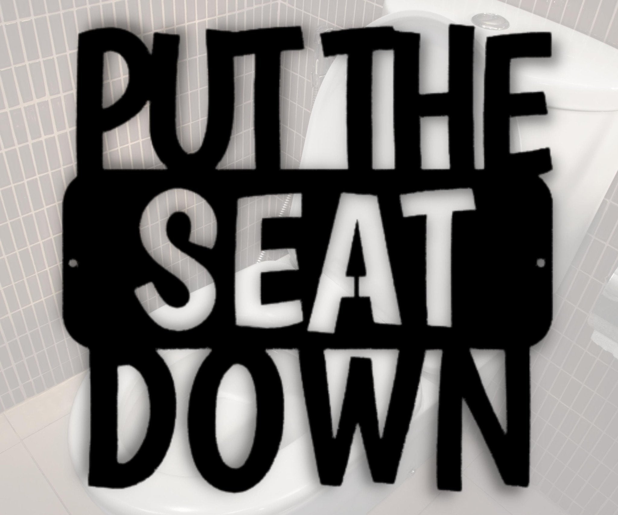 Put the Seat Down Funny Bathroom Sign - Humorous Metal Wall Art for Bathroom Decor - Stylinsoul