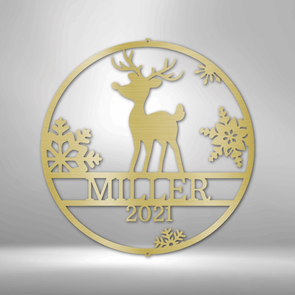 Rudolph's Monogram Steel Sign - Festive Metal Wall Art for Christmas Decor - Stylinsoul