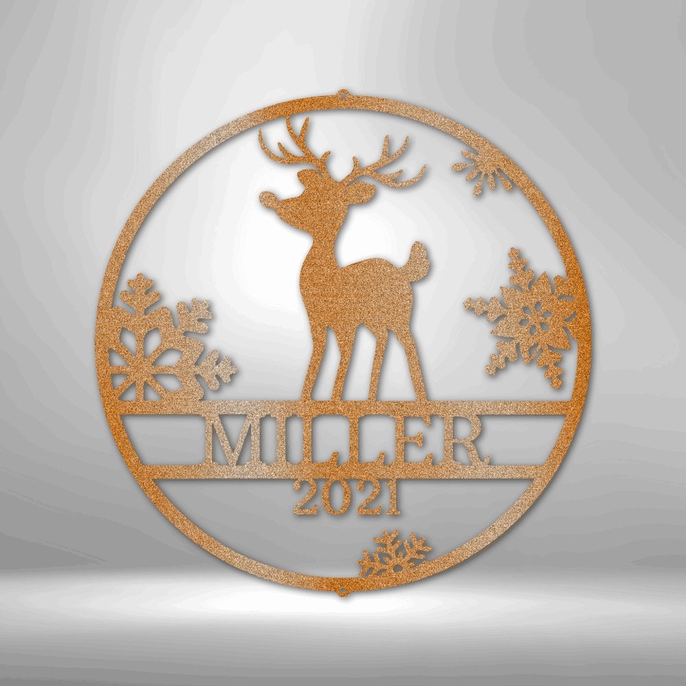 Rudolph's Monogram Steel Sign - Festive Metal Wall Art for Christmas Decor - Stylinsoul