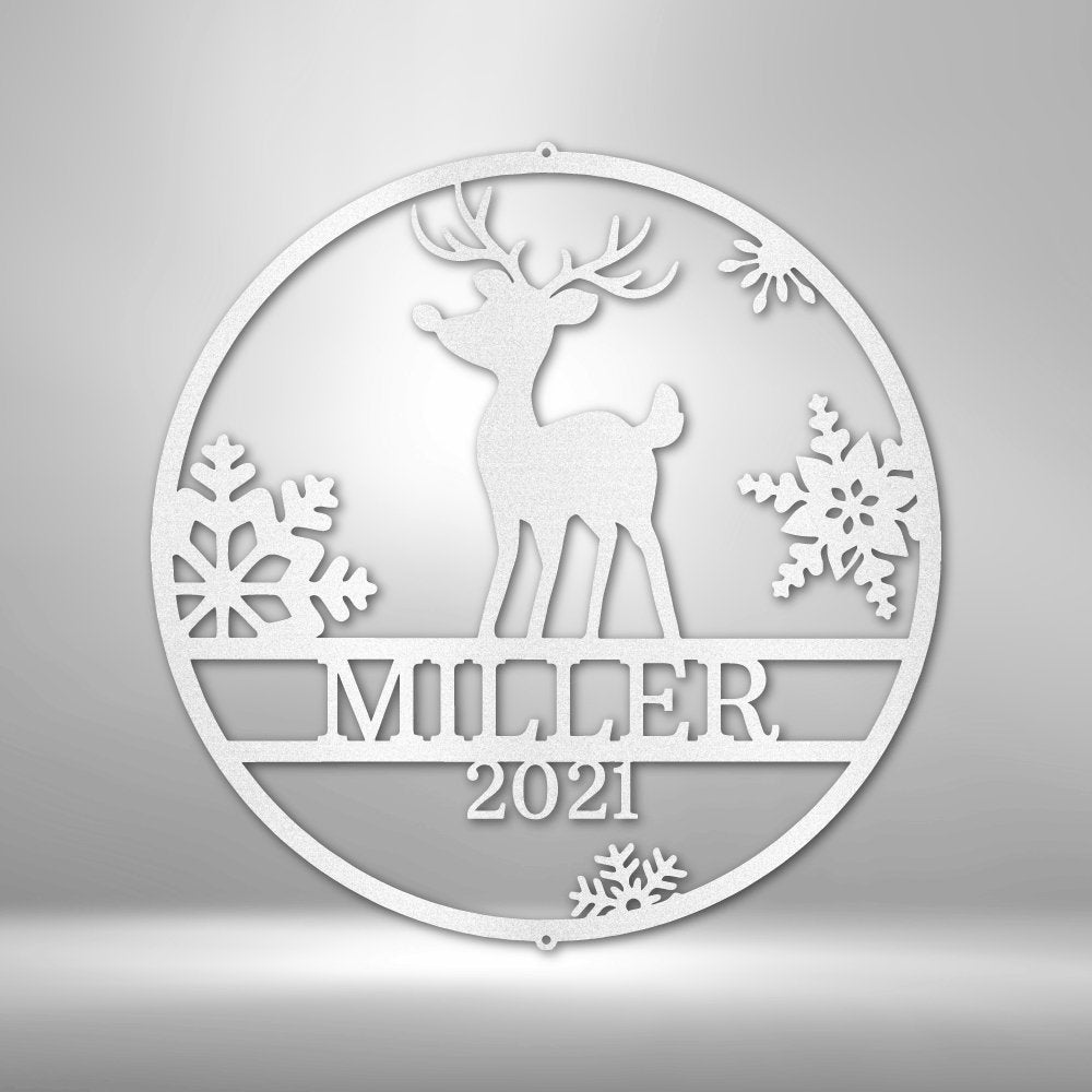 Rudolph's Monogram Steel Sign - Festive Metal Wall Art for Christmas Decor - Stylinsoul
