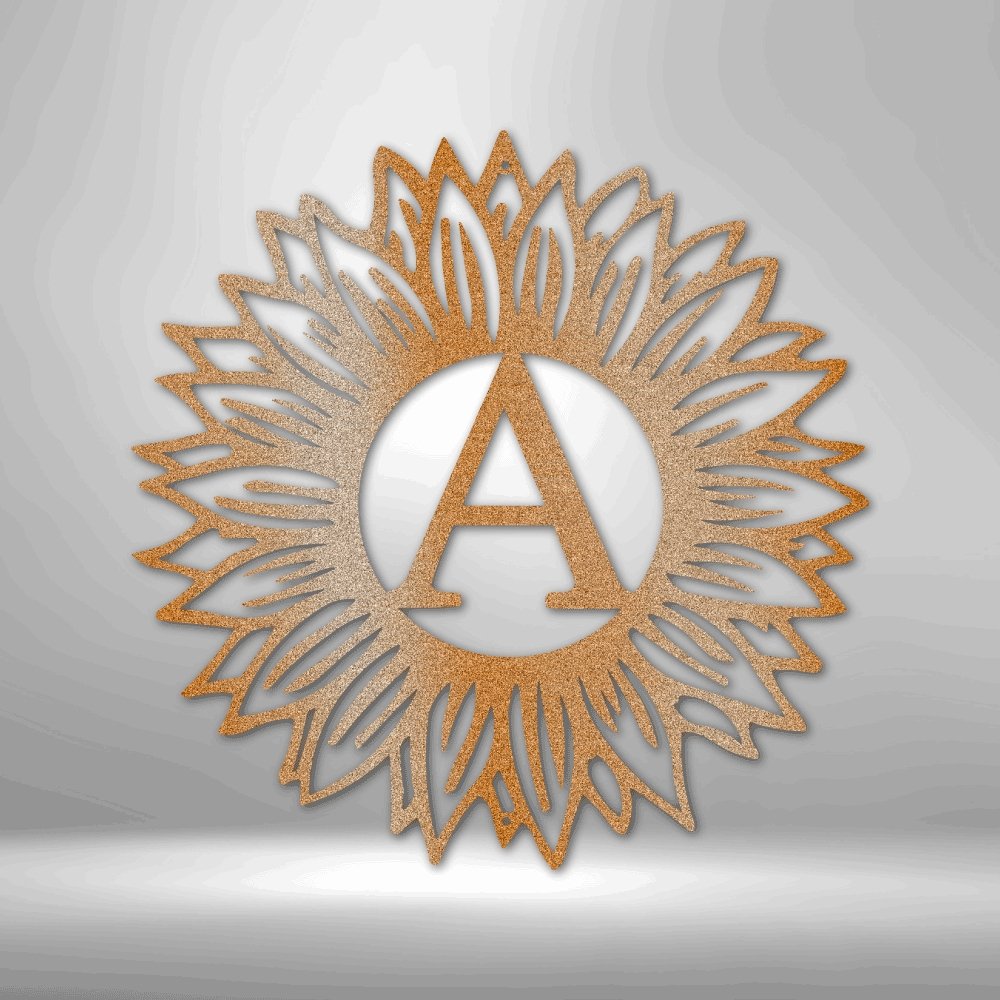 Sunflower Initial Steel Sign - Personalized Metal Wall Art for Nature-inspired Home Decor - Stylinsoul