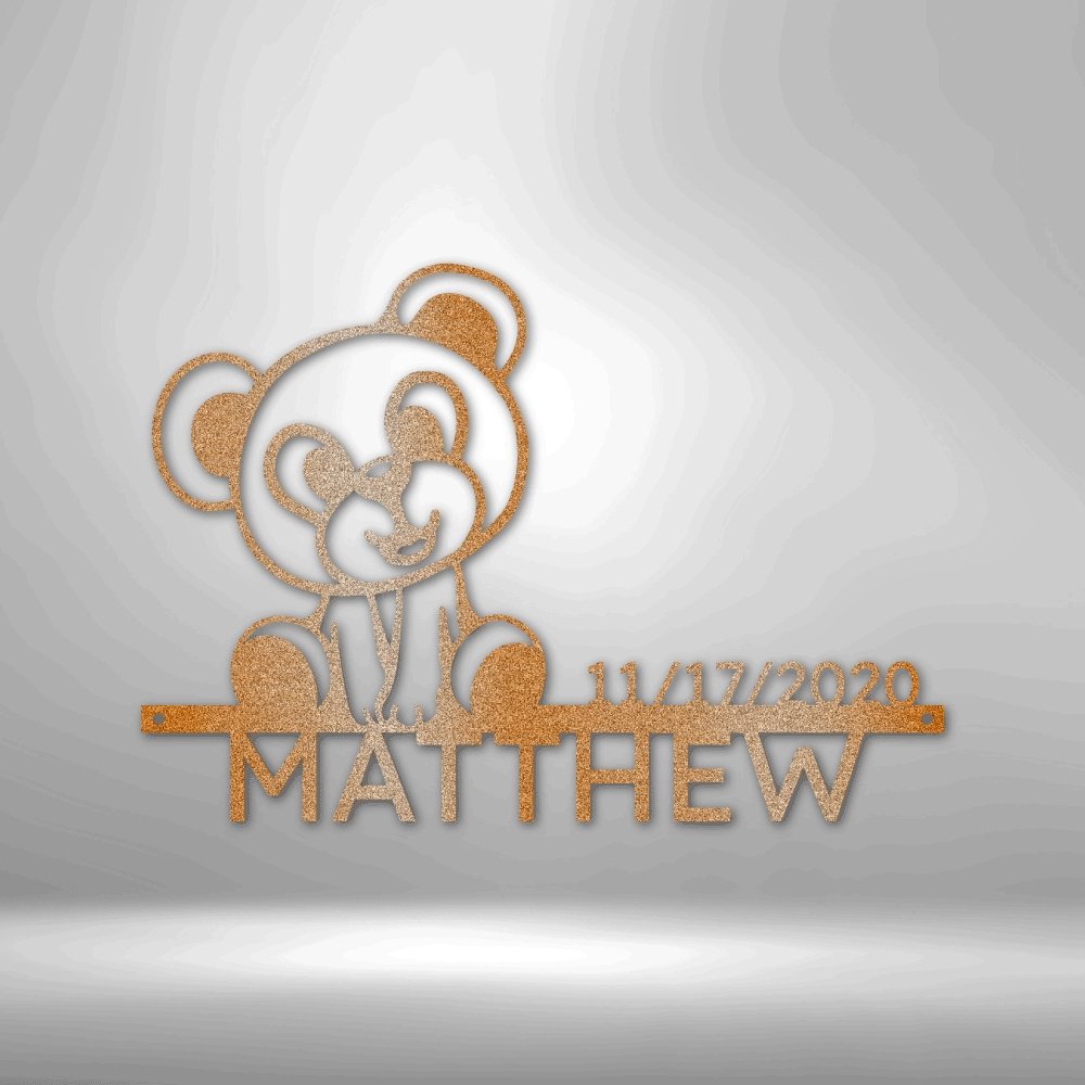 Teddy Monogram Steel Sign - Personalized Metal Wall Art for Nursery and Kids' Room Decor - Stylinsoul