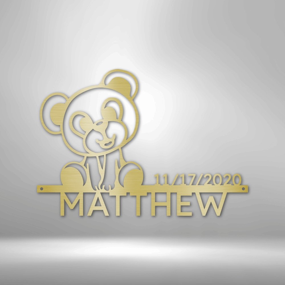Teddy Monogram Steel Sign - Personalized Metal Wall Art for Nursery and Kids' Room Decor - Stylinsoul