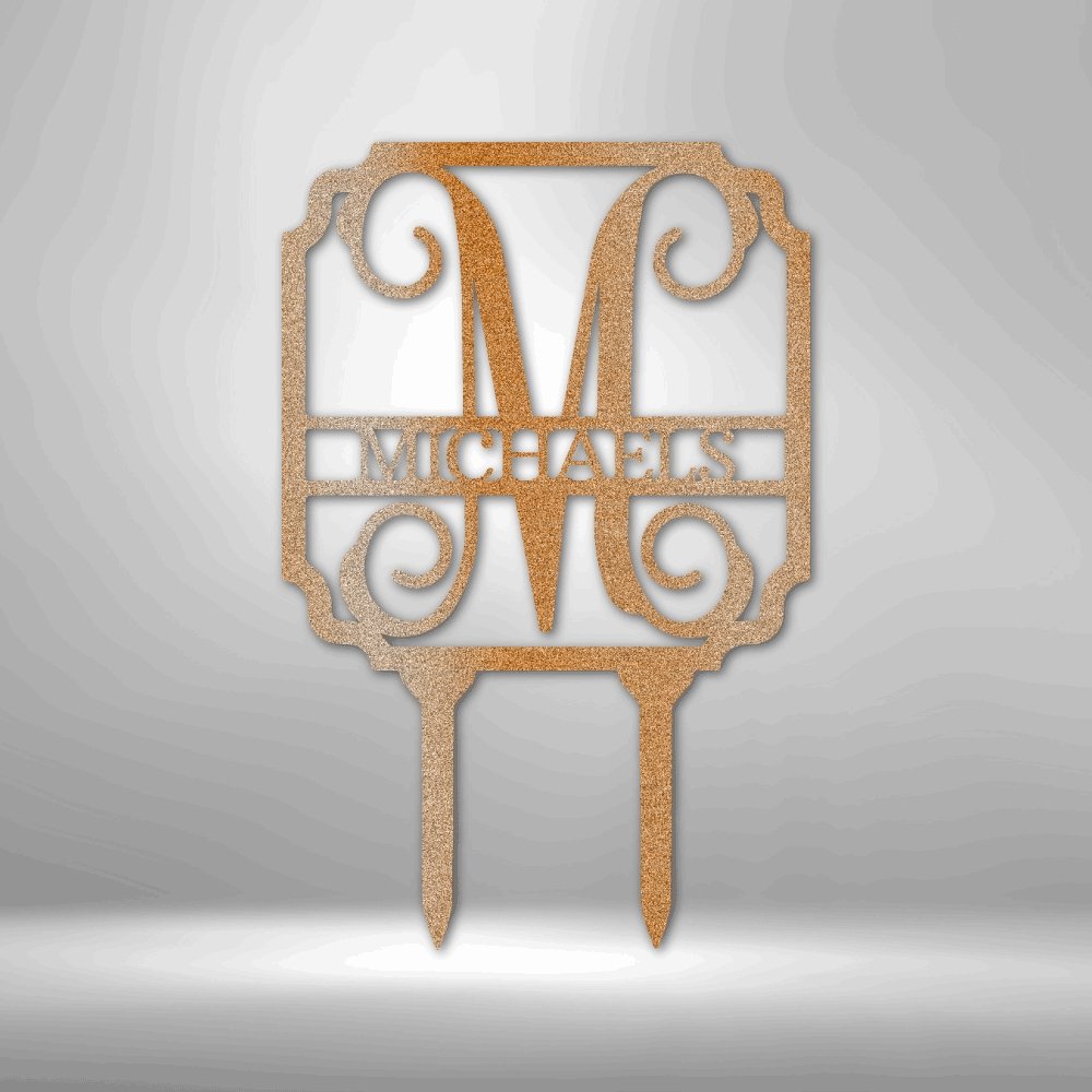 Vine Stake Monogram Steel Sign - Personalized Metal Wall Decor for Garden Lovers - Stylinsoul