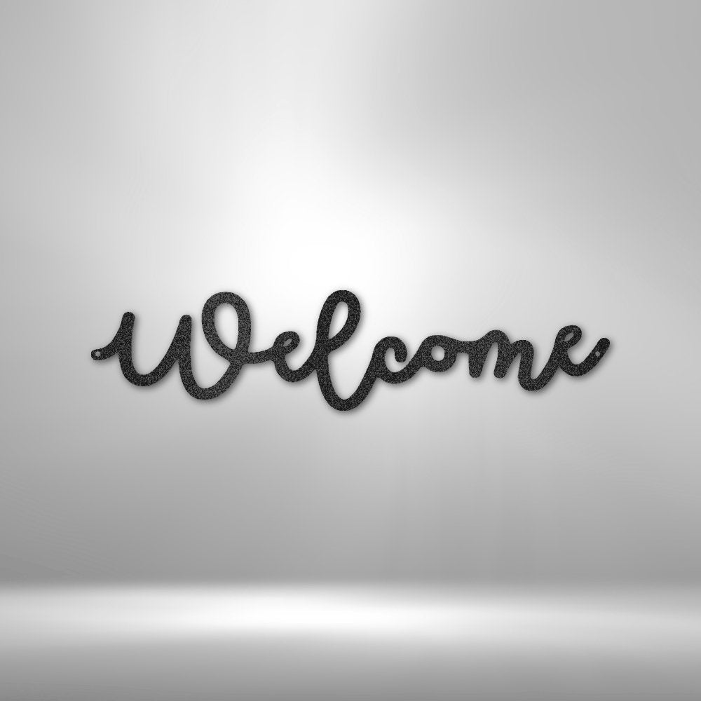 Welcome Script Steel Sign - Stylish Metal Wall Decor for Warm Greetings - Stylinsoul