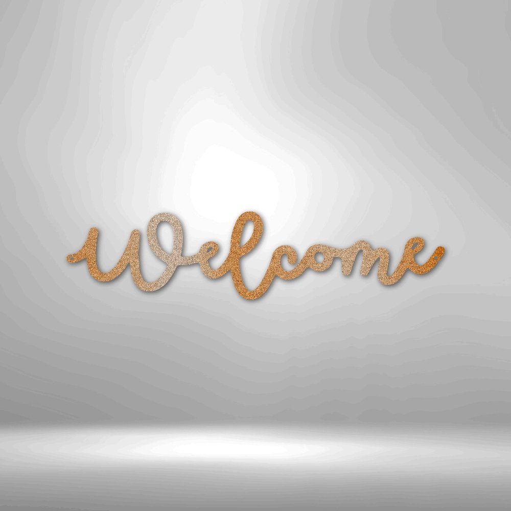 Welcome Script Steel Sign - Stylish Metal Wall Decor for Warm Greetings - Stylinsoul